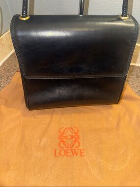 Loewe Black Leather Shoulder Bag with Gold Hardware